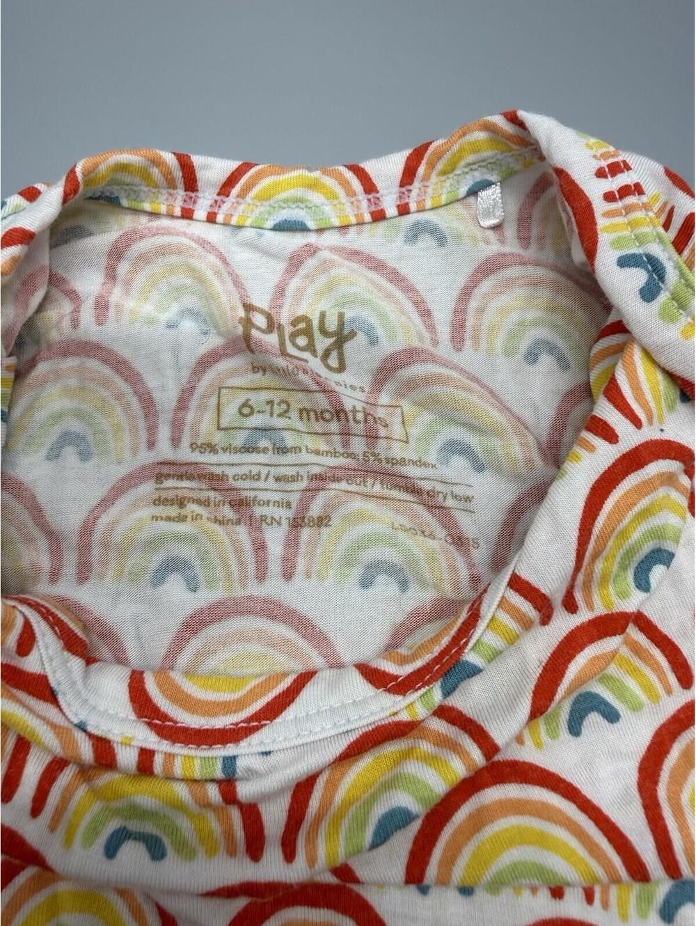 Play by Little Sleepies Rainbow Print 6-12 Months Short Sleeve Bamboo bodysuit - Picture 3 of 5